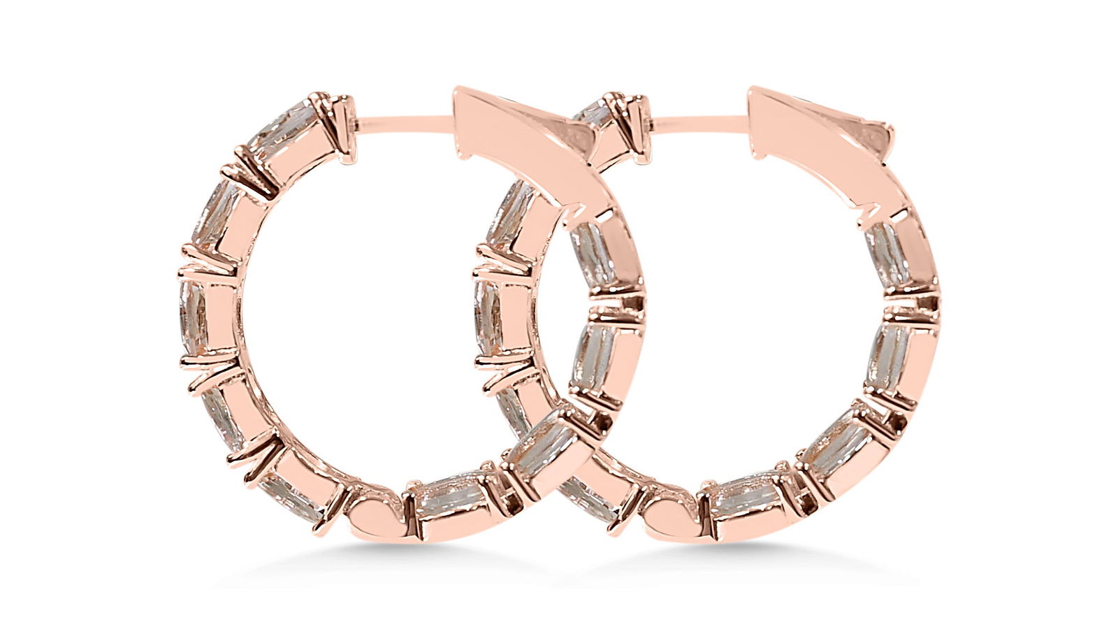 Oval Morganite  18K 1MM Rose Metal Plated 925 Sterling Silver 7.140 Cts / 7.60 Gm Earring PJC6160E - Bluestargemstones - -